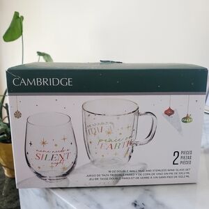 Cambridge 2 Pieces 18 oz Double Wall Mug and Stemless Wine Glass Set